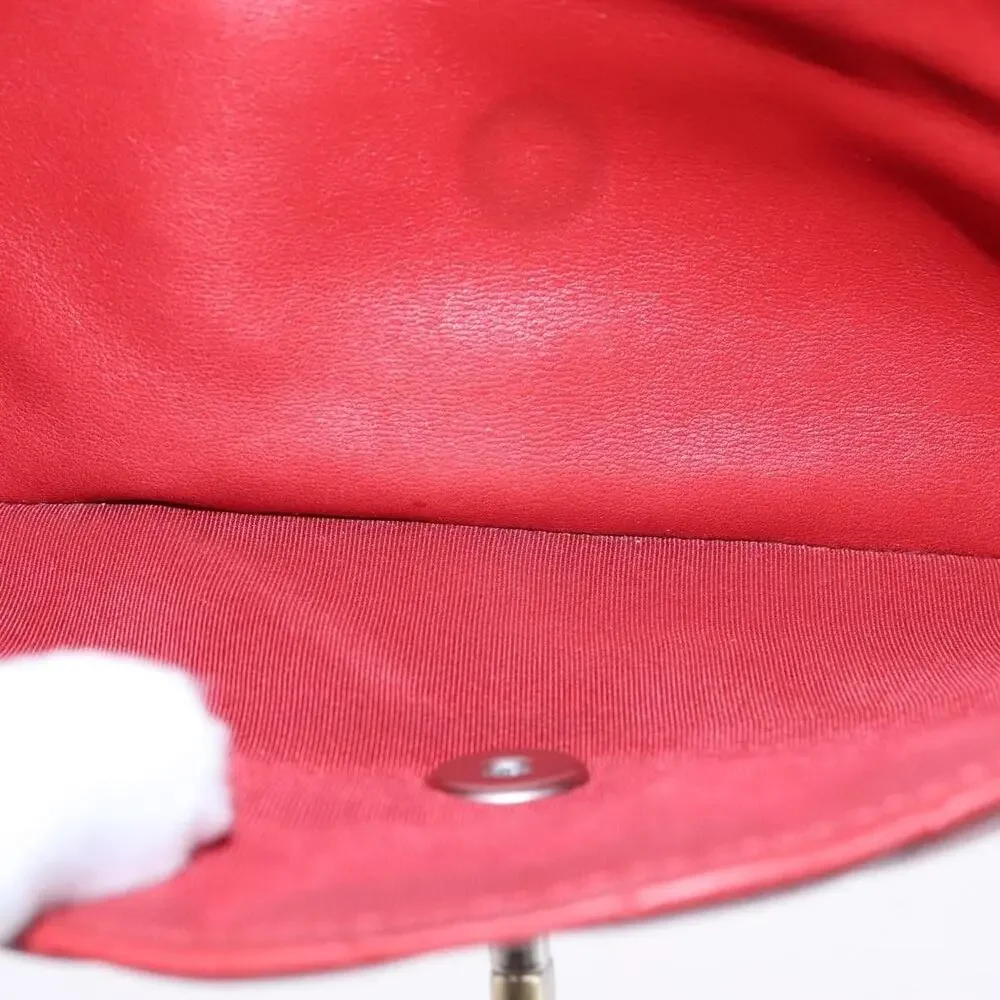 Chanel Lambskin V Stitch Chain Shoulder Bag Red